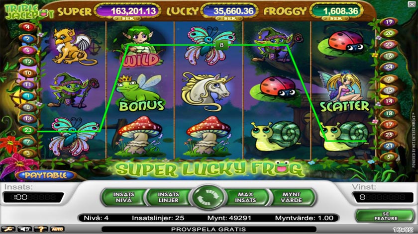 Online slotspelet Super Lucky Frog med en progressiv jackpot