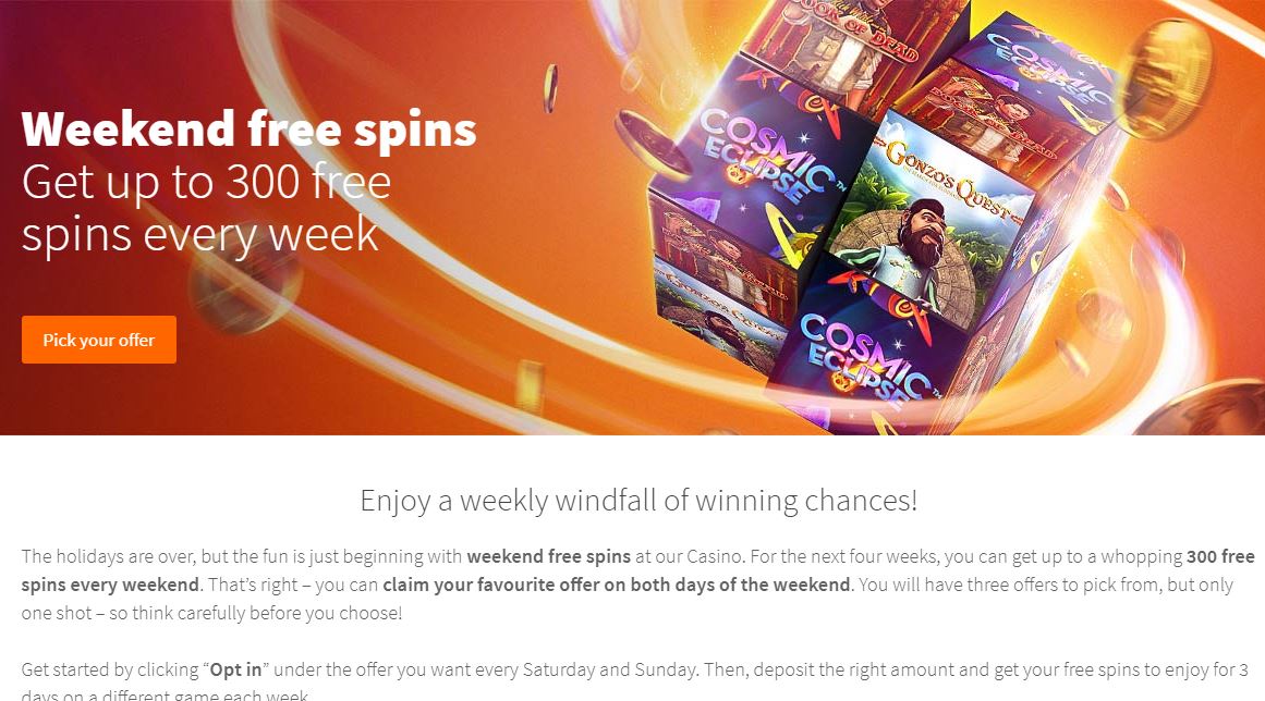 betsson weekend freespins in february