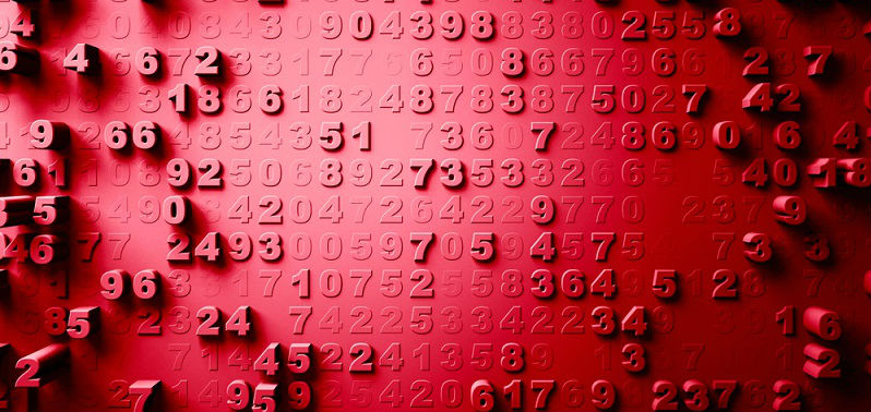 random numbers on red background